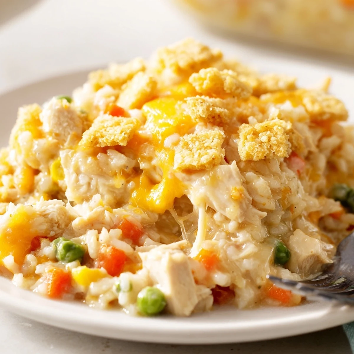 Delicious Cheesy Chicken and Rice Casserole, perfect for cozy family dinners and gatherings.  