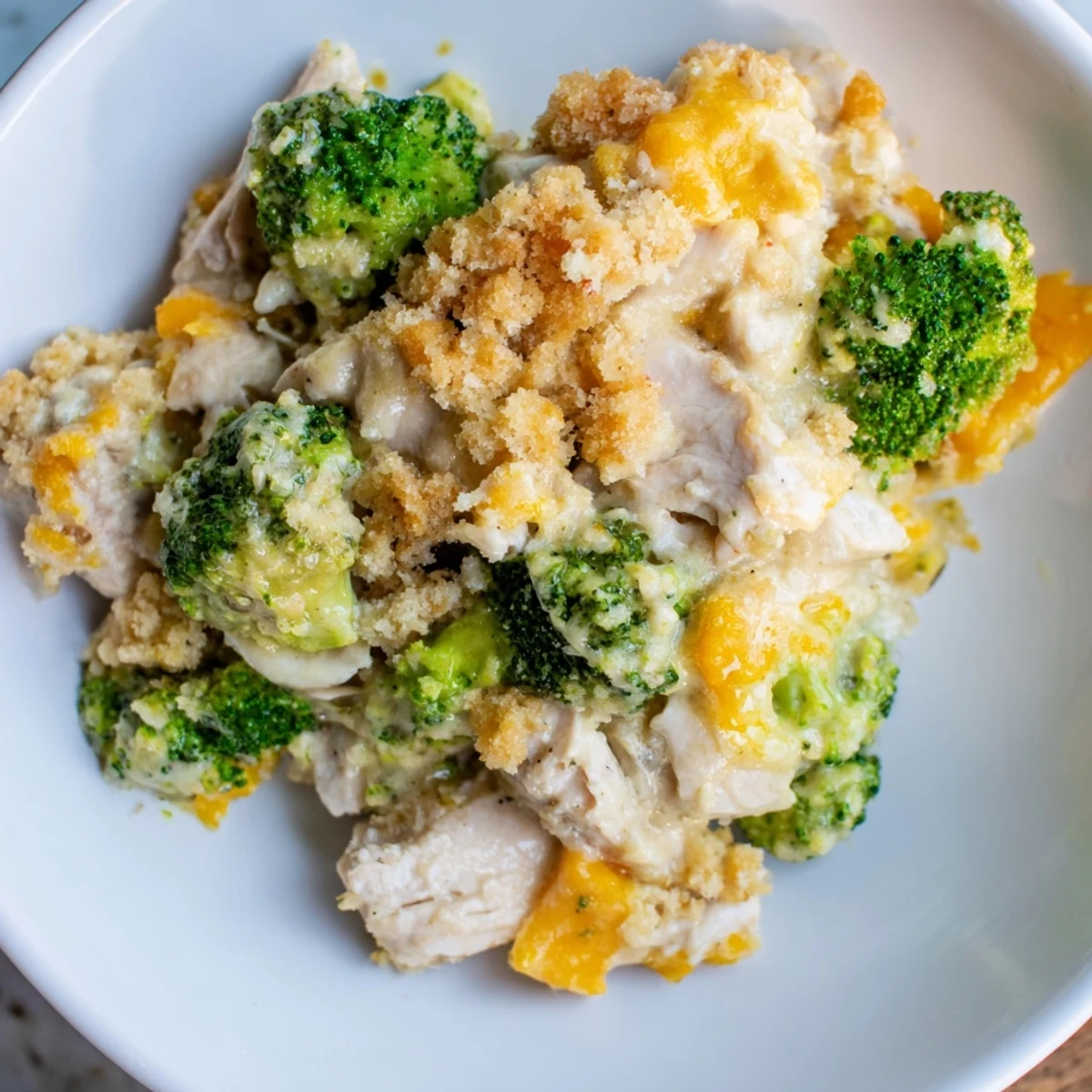 Imagine a creamy Chicken & Broccoli Cheddar Bake with melted cheese and tender chicken visible.
