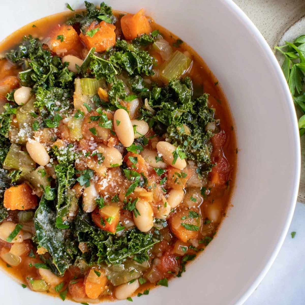 Rich, flavorful Italian Bean & Kale Stew, a hearty vegetarian meal with tender beans and vibrant kale.