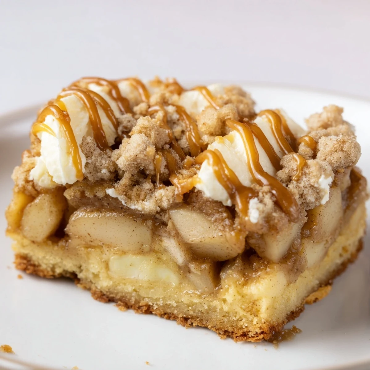 Golden, gooey Caramel Apple Cookie Bars with a crisp, crumbly topping, ready to eat.