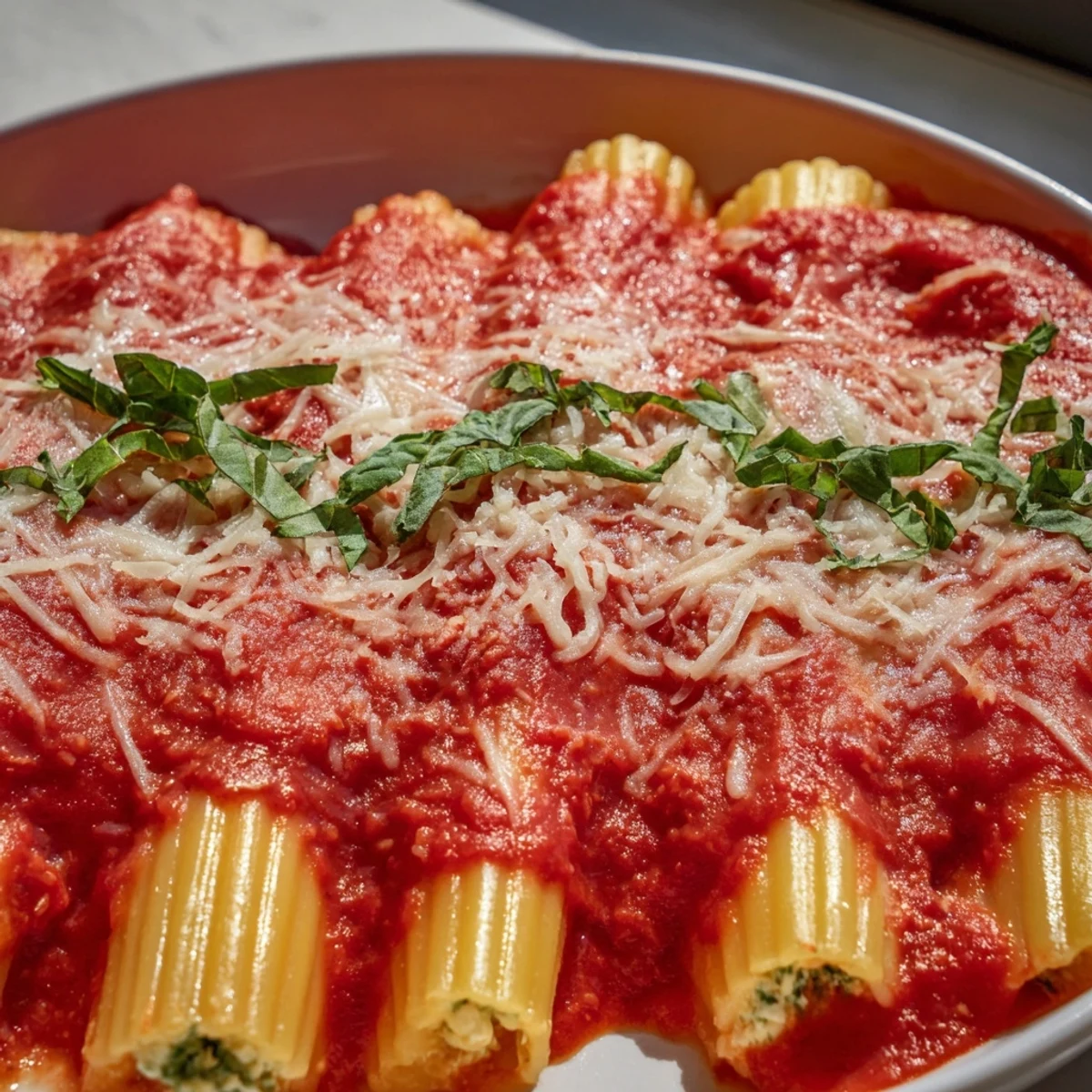 Cozy Broccoli Stuffed Manicotti baked with bubbly cheese and marinara, a comforting Italian-American dinner.
