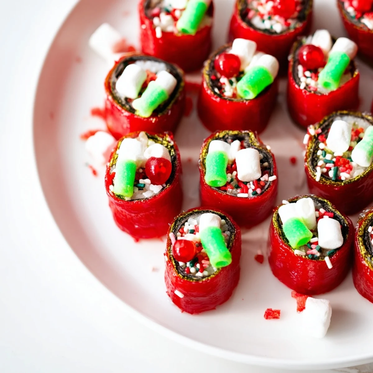 Easy Christmas Fruit Rollup Sushi