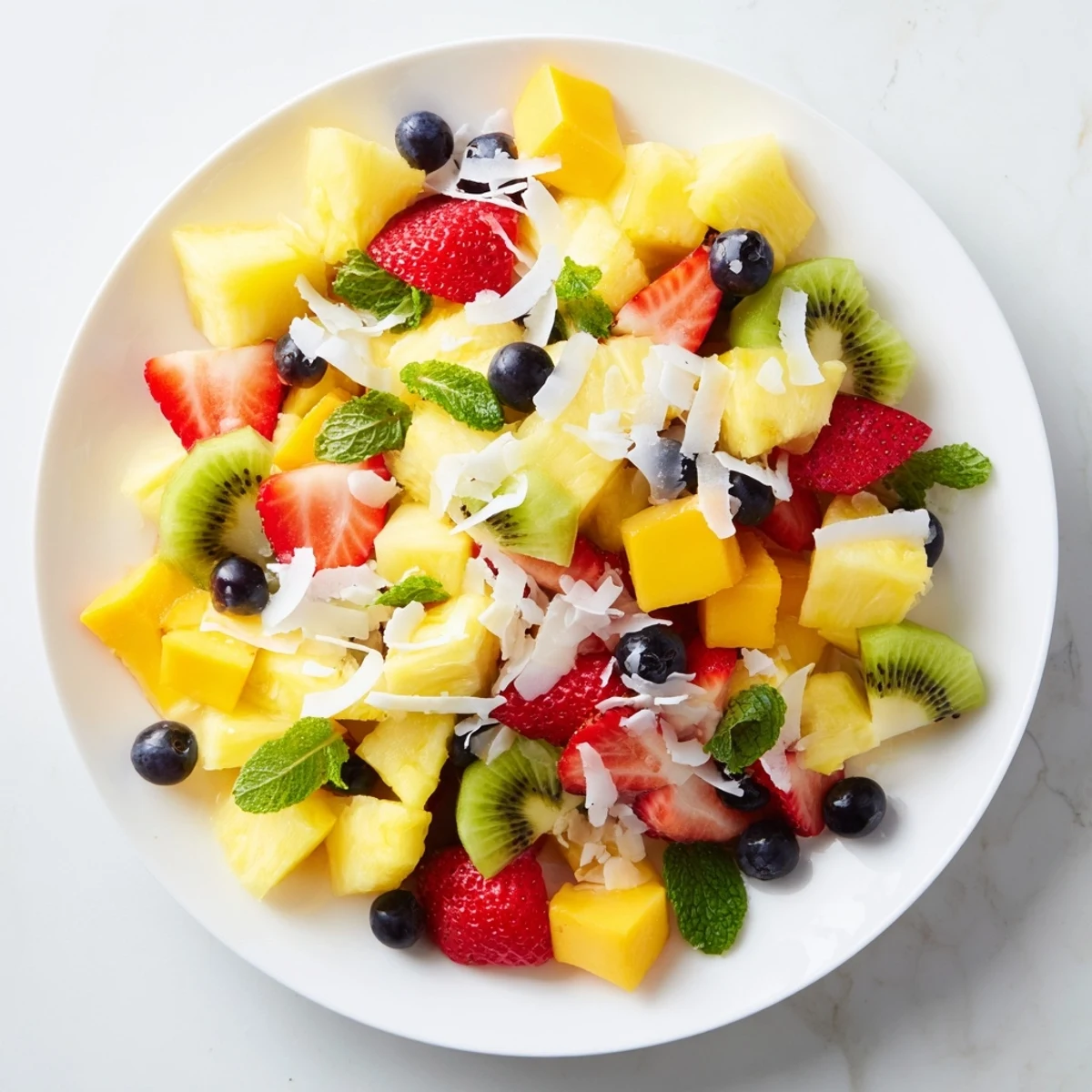 Vibrant Tropical Pineapple Platter, overflowing with colorful fruits, ready for a delicious, healthy snack.