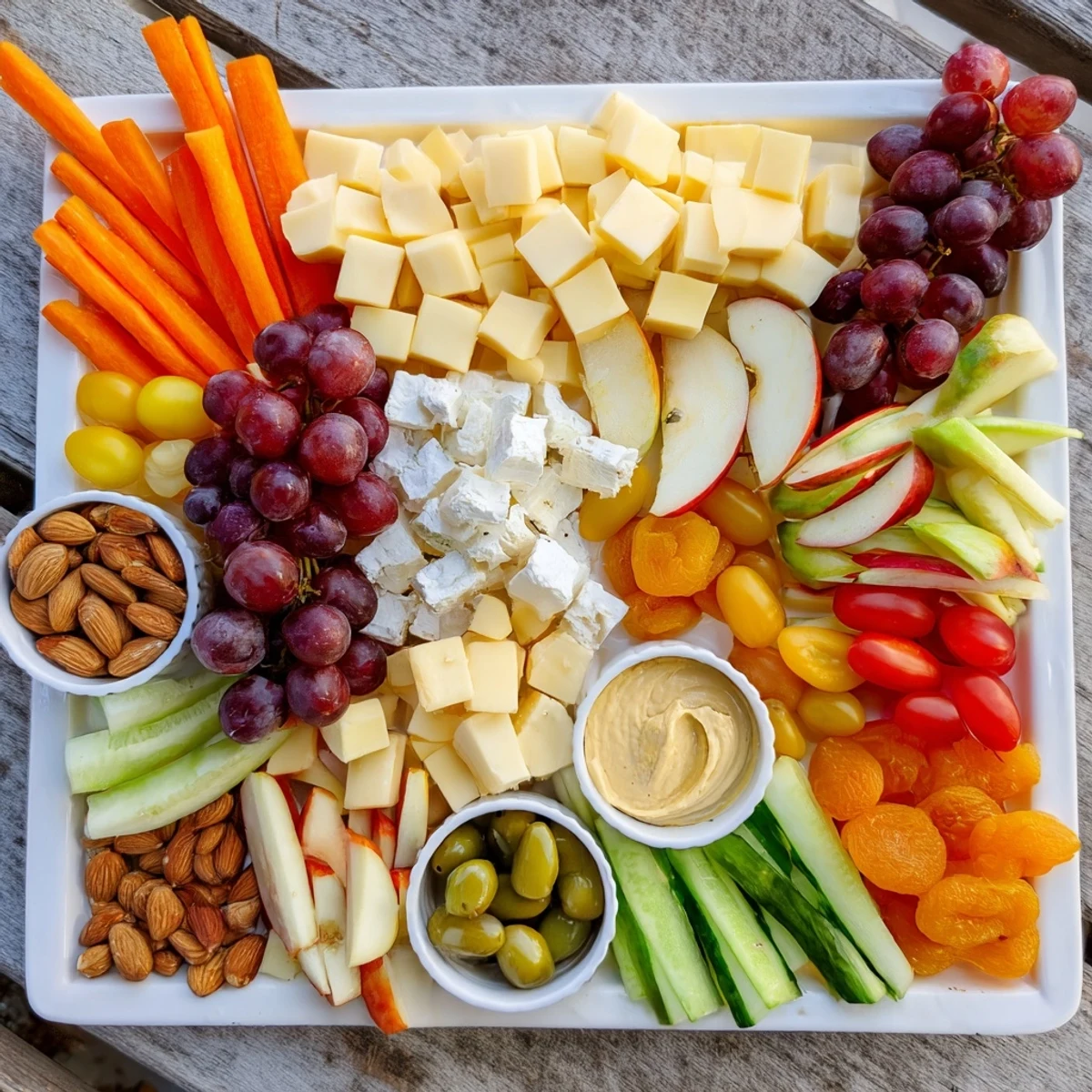 A colorful Picnic Basket Snack Board overflowing with assorted snacks, perfect for sharing and enjoying.