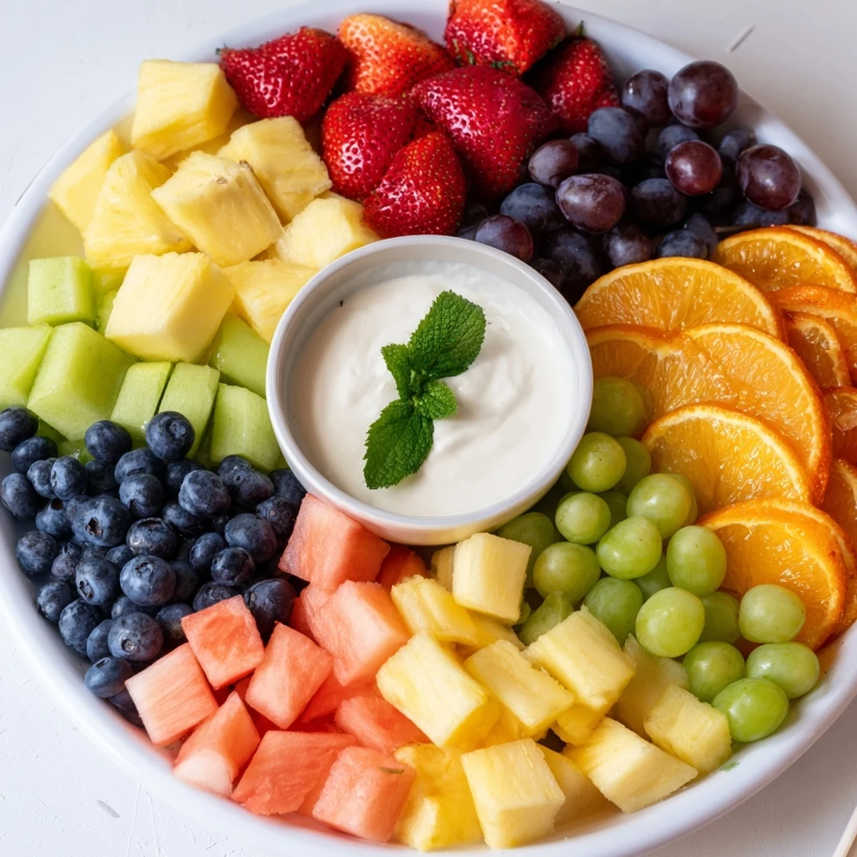 Vibrant Beach Ball Fruit Platter: a colorful display of refreshing summer fruits, ready to enjoy.