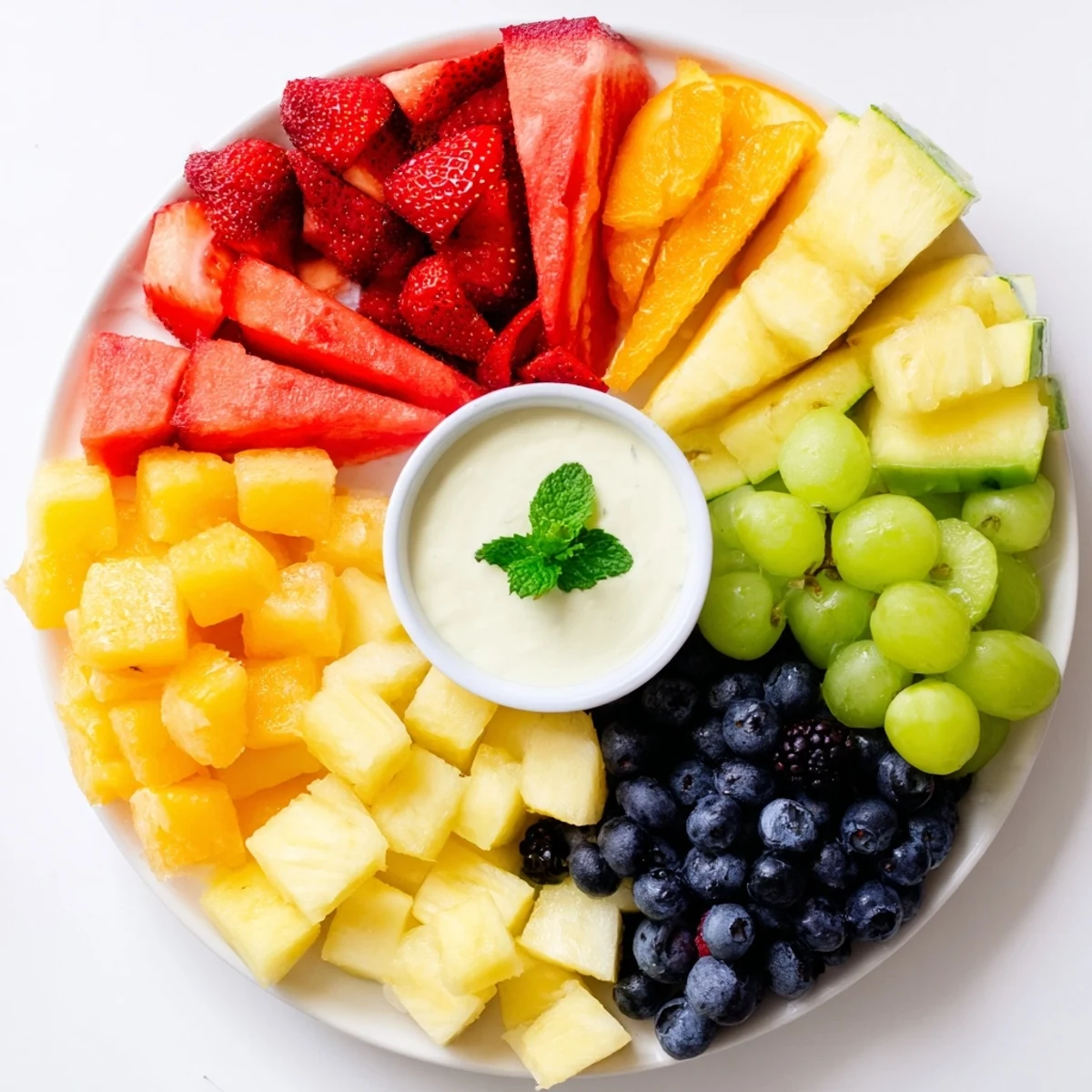 Summertime Beach Ball Fruit Platter: colorful fruits arranged for a healthy and fun snack, perfect for sharing.