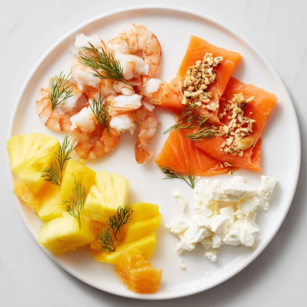 A beautifully arranged Wave Rider Surfer Snack Board showcasing fresh seafood, cheeses, and crunchy crackers for dipping.
