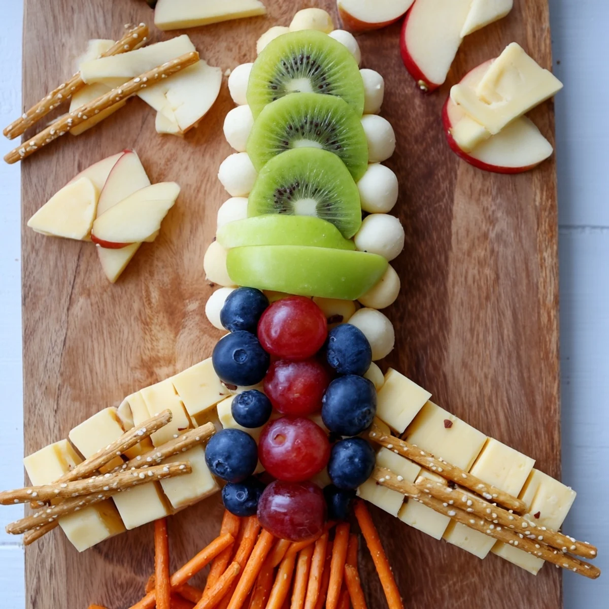 This visually exciting Spaceship Launch Snack Board offers fresh fruits, cheeses, and crunchy snacks for everyone.