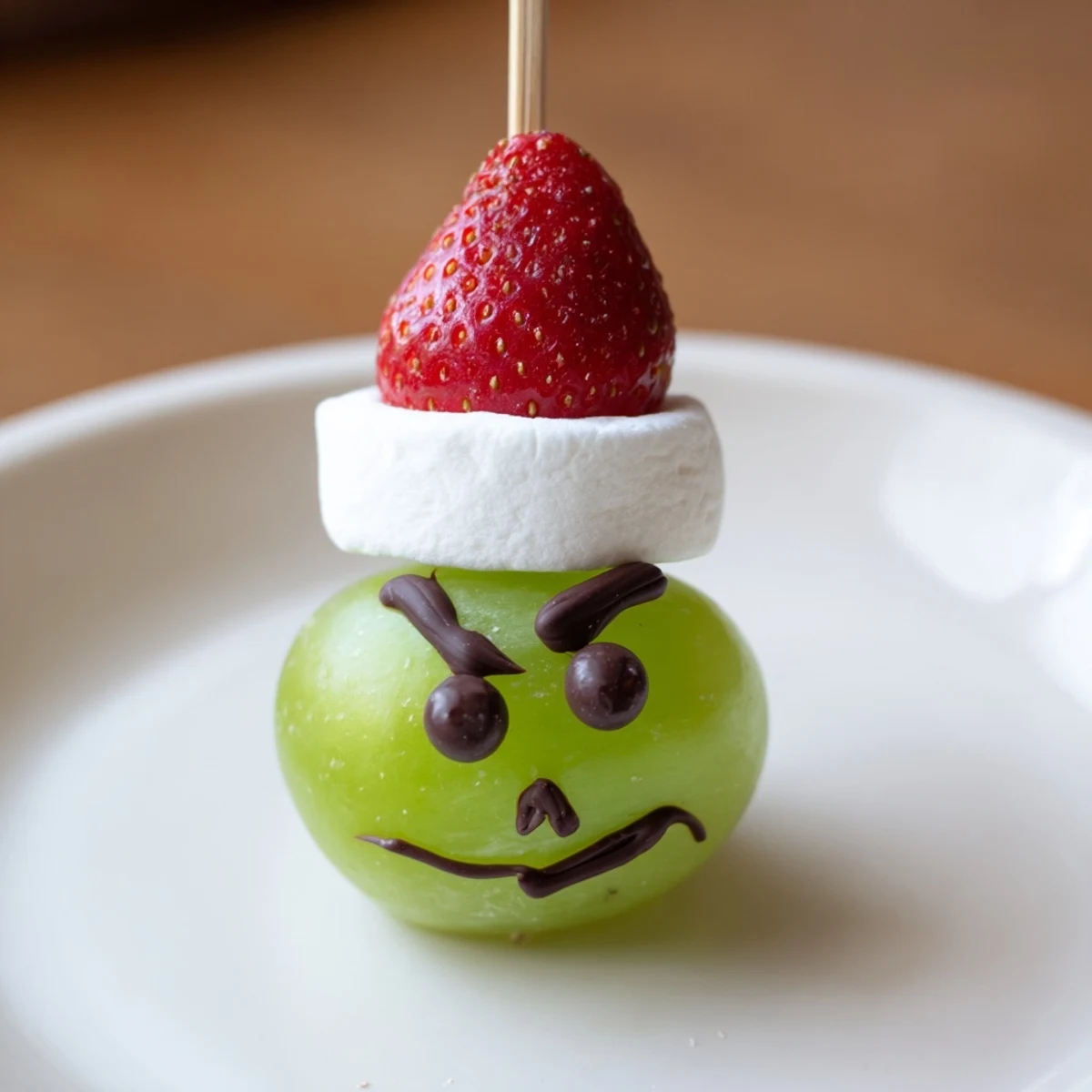 Festive Grinch Snack: Sweet marshmallows and plump green grapes combine for a fun Christmas treat.