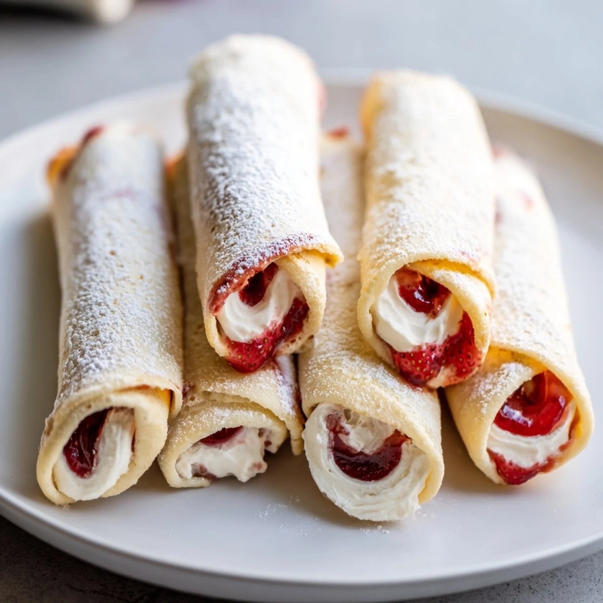 Warm, soft Snow Angel Tortilla Wraps cut diagonally, dusted with powdered sugar, ready to enjoy.