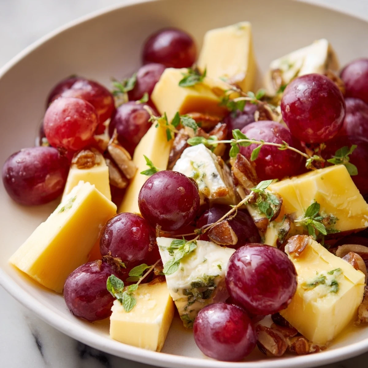 Holly Berry Cluster appetizer platter with vibrant red berries, goat cheese, and fresh herbs, ready to serve.