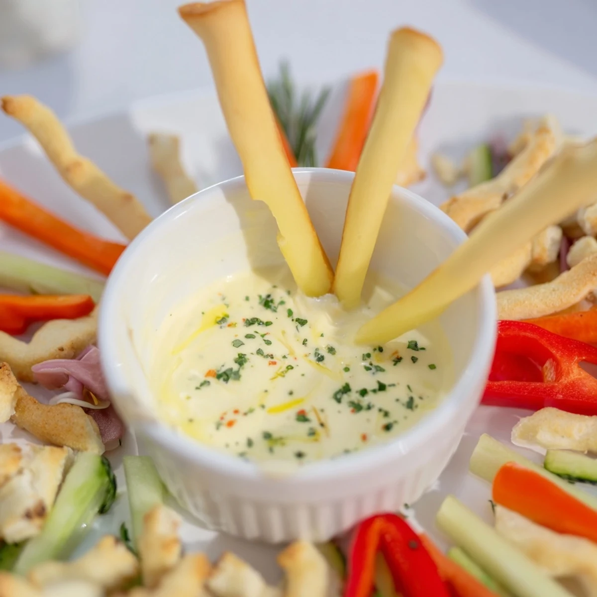 Creamy Reindeer Antler Spread with colorful veggies and crackers arranged for holiday fun.