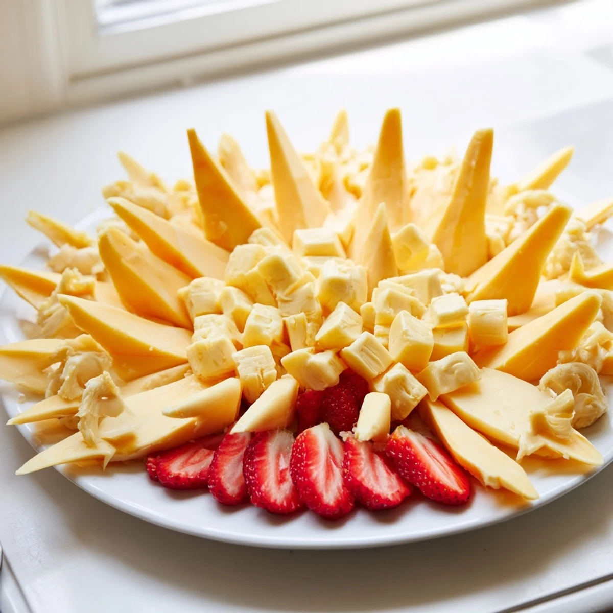 The Retro Rocket is a fun appetizer: a playful cheese rocket with bright strawberry "flames."