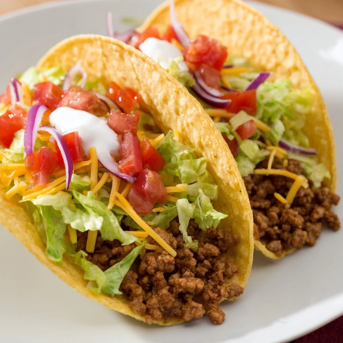 Crispy smash tacos: sizzling ground beef pressed into flour tortillas, topped with melted cheese and fresh fixings.