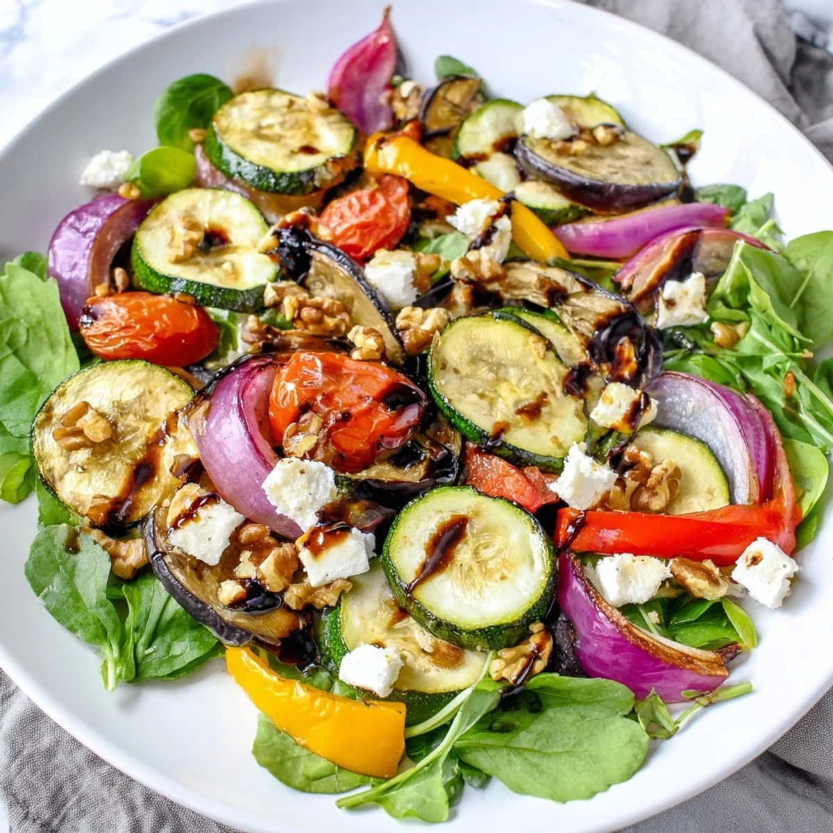 Roasted Vegetable Salad with vibrant colors: a medley of roasted veggies and fresh greens.