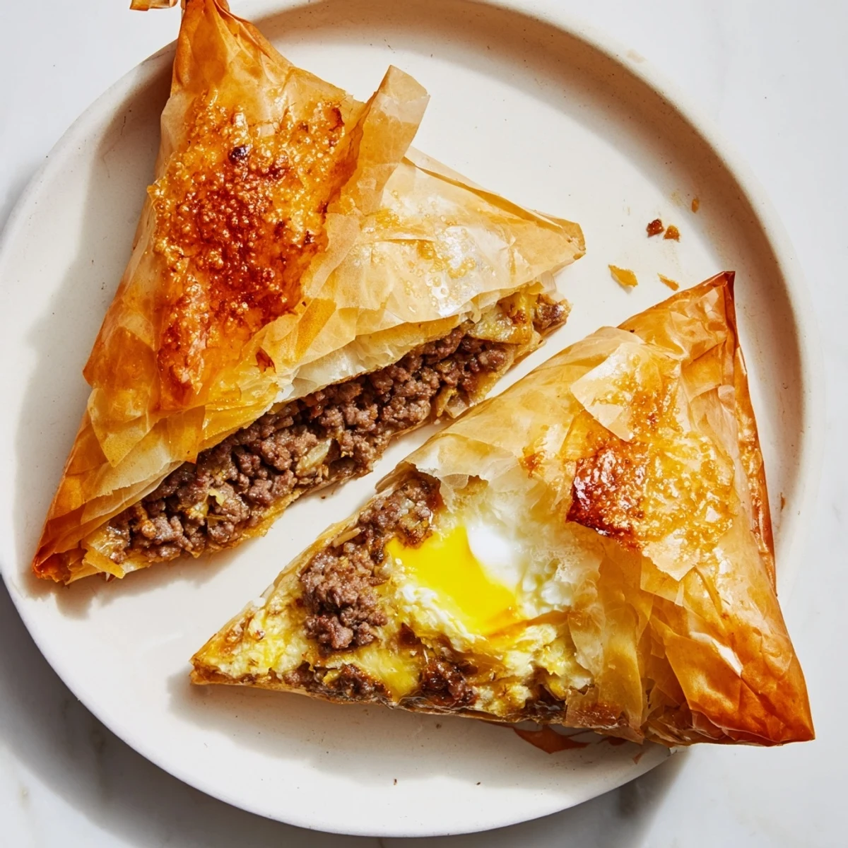 Freshly fried Tunisian Brik pastry, a delicious Tunisian appetizer with melted cheese.