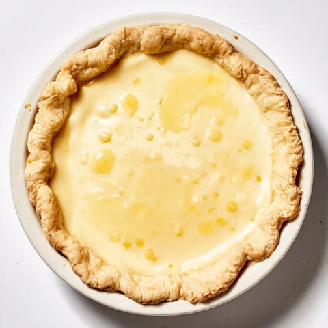 Golden brown Water Pie slice glistening, ready to serve for a classic American dessert experience.