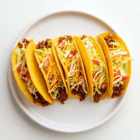 Warm and cheesy Gordita Crunch tacos, filled with seasoned beef, lettuce, and creamy sauce.