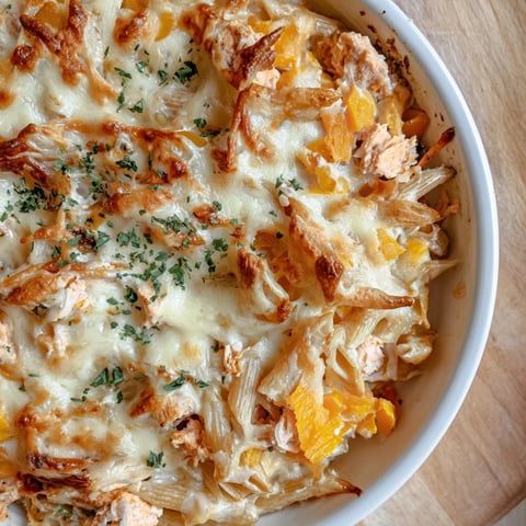 Budget Sausage and Cheese Pasta Bake with bubbling, golden cheese, promising a warm, family dinner.