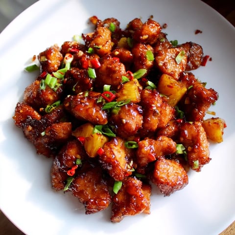 Juicy Brown Sugar Pineapple Chicken, a sweet and savory baked meal with glistening glaze.
