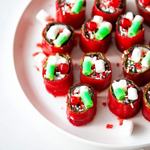 Easy Christmas Fruit Rollup Sushi