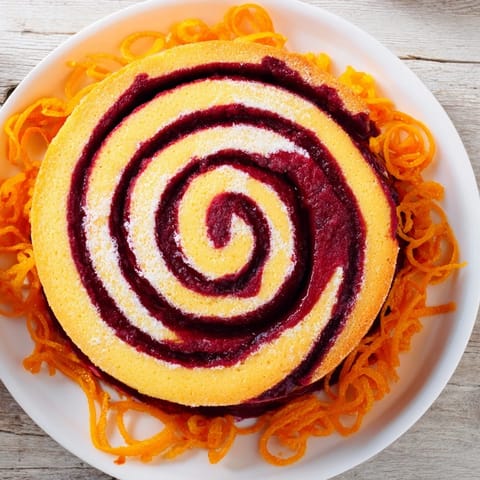 Close-up of the Cranberry Orange Swirl cake, swirled beautifully with sweet cranberry and zest.