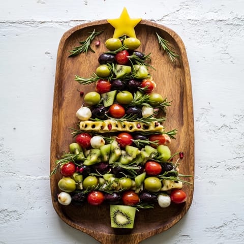 Fresh fruit and mozzarella combine to create a delicious Christmas Tree Triangle Board appetizer ready to serve.