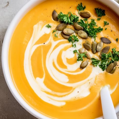 Smooth, creamy Butternut Squash and Apple Soup served in a rustic bowl, perfect for a comforting vegetarian dinner.