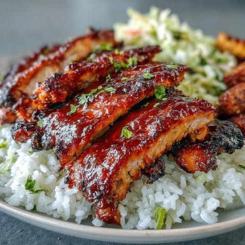 A wholesome BBQ Chicken Bowl features golden chicken, crisp veggies, and creamy coleslaw served over steamed rice for a family-friendly dinner.