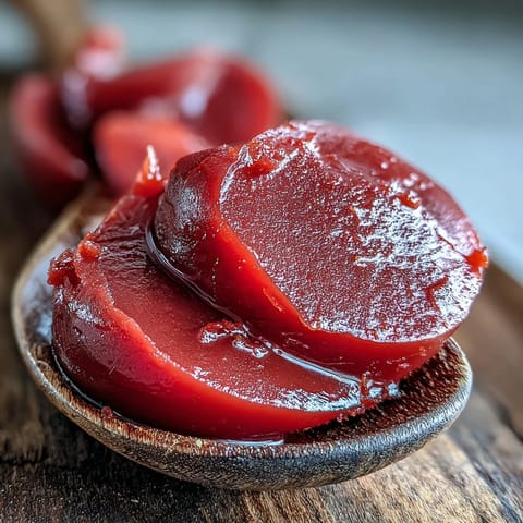 The finished smooth guava paste is sliced into cubes on a white plate, perfect for enjoying with cheese or as a sweet pastry filling.