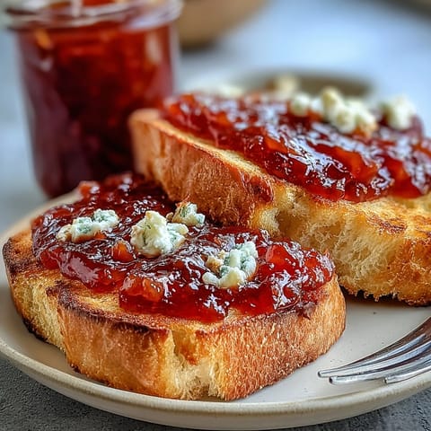 Vibrant guava preserves in a glass jar, showcasing rich golden-orange color and thick, glossy texture, perfect for spreading on warm toast or pairing with cheese.  