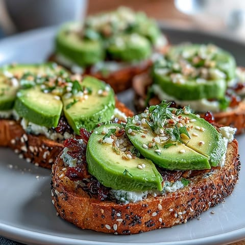 Festive avocado toast with shamrock-shaped slices, topped with everything bagel seasoning for a crunchy, savory St. Patrick's Day breakfast.