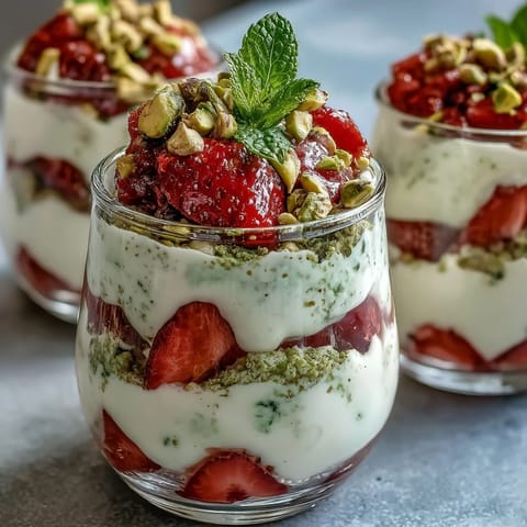 Pistachio Strawberry Breakfast Parfait