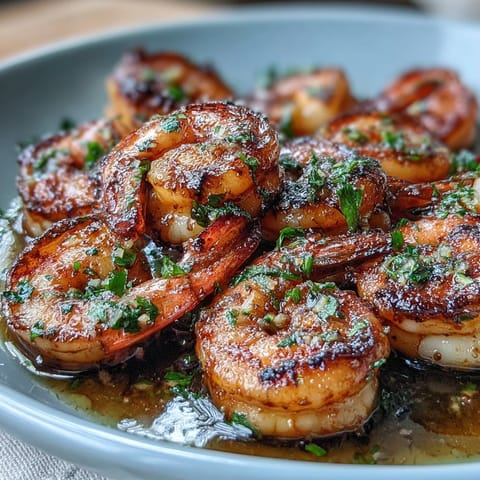 Vibrant lemon garlic shrimp served over fluffy brown rice with fresh cucumber, tomatoes, and avocado in a nourishing bowl.