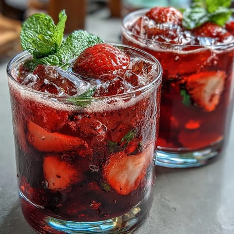 Refreshing strawberry açaí refresher with fresh berries and vibrant açaí flavor, served over ice with a hint of citrus.