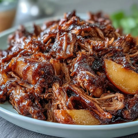 Tender pork shoulder simmered with sweet peaches and honey, perfect for summer BBQ sandwiches or sliders.