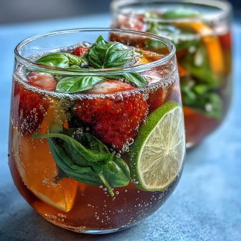 Strawberry Basil Sangria Mocktail
