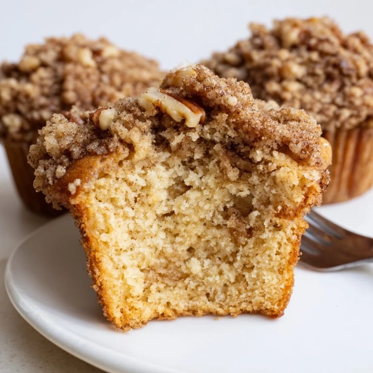 Delectable maple pecan streusel muffins, perfect for breakfast or an afternoon snack.  