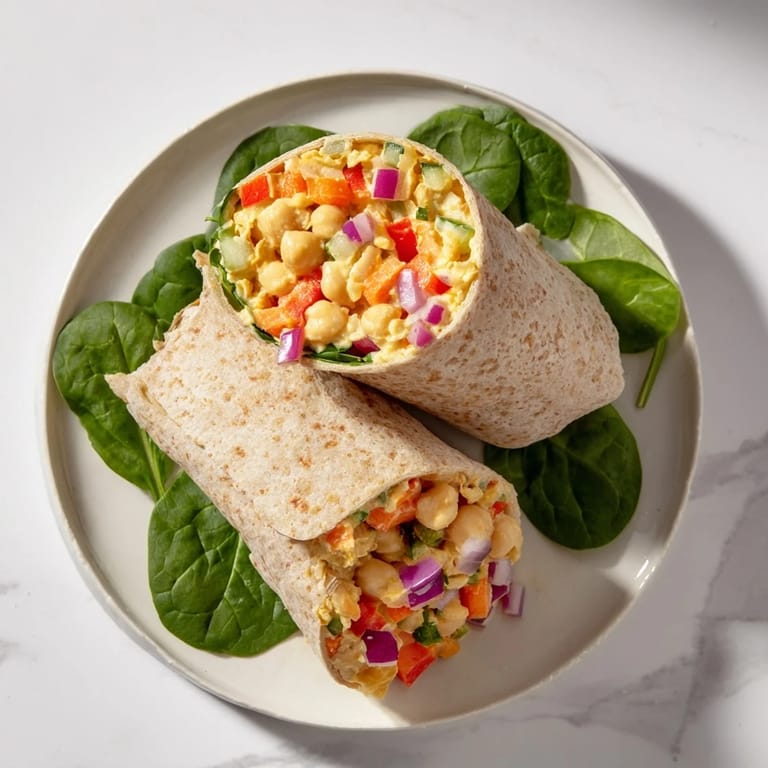 These homemade chickpea salad wraps are overflowing with fresh veggies and delicious, easy flavors.