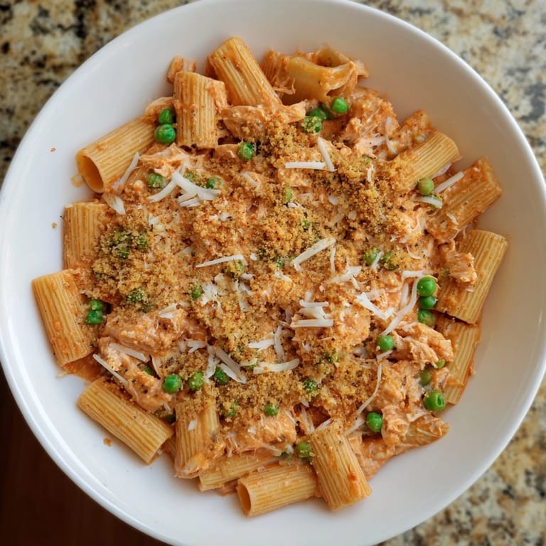 Imagine digging into a flavorful, steaming Tuna Pasta Bake with creamy sauce and herbs.