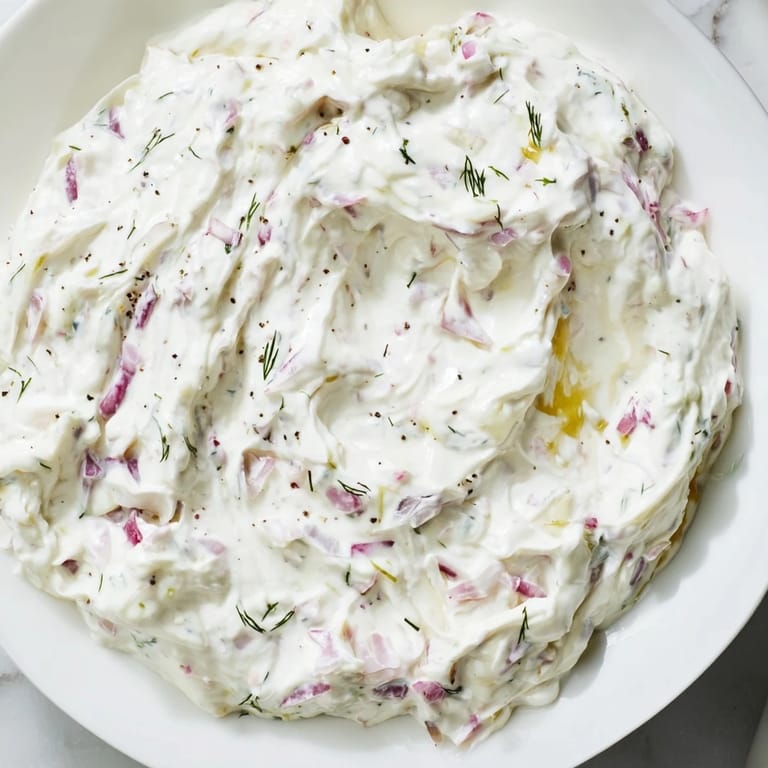 A close-up of vibrant Sweet and Sour Pickle Relish Dip, a tangy, cool party dip.