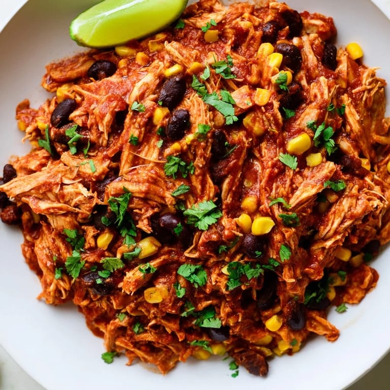 Juicy and flavorful Slow Cooker Salsa Chicken, ready to shred for tacos or burrito bowls.