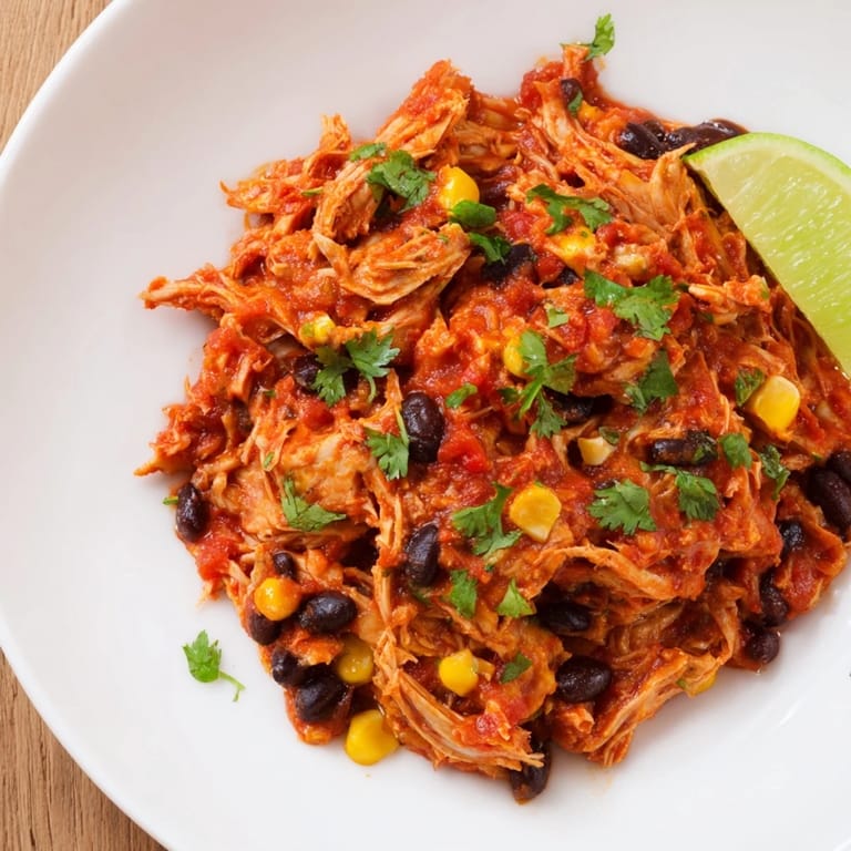 Shredded Slow Cooker Salsa Chicken, a hearty main dish with vibrant salsa topping.