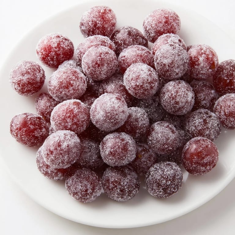 Vivid red and green grapes become Quick Festive Frozen Grape Treats, ready for a delicious, healthy dessert.