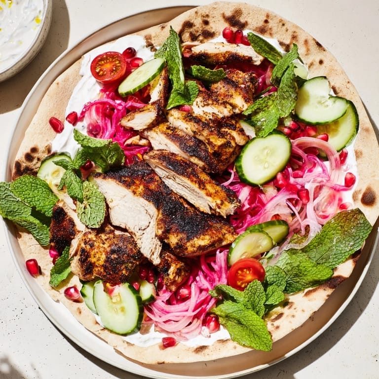 Delicious Greek Yogurt Chicken Shawarma Christmas Wrap, showcasing juicy chicken and creamy yogurt sauce.