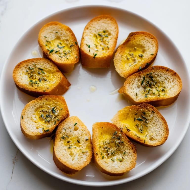 Crispy Simple Bread baguette slices are presented in a perfect ring, great as an appetizer for sharing.