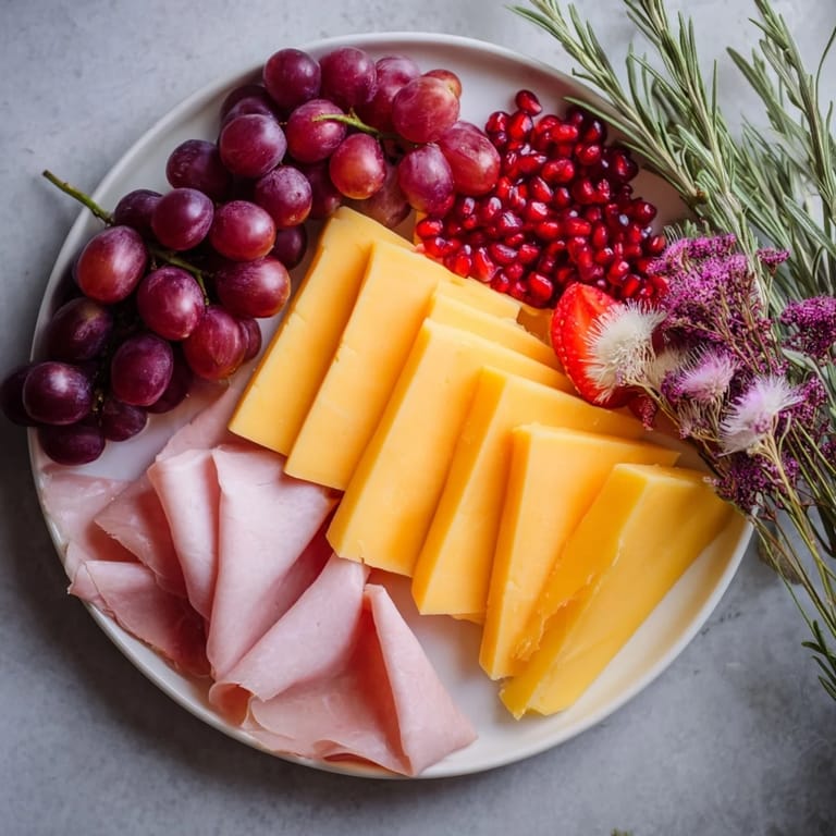 Delectable The Nutcracker Suite Board with vibrant cheeses, luscious meats, and elegant fruit arrangements perfect for entertaining.