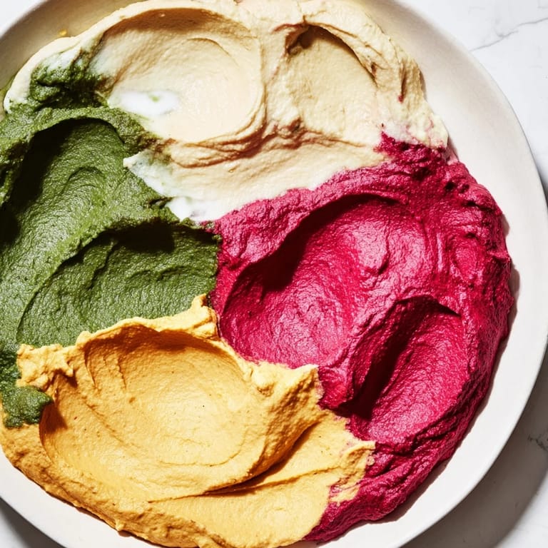 This marble swirl features a vibrant dip pattern, served with crackers, perfect for a party snack.