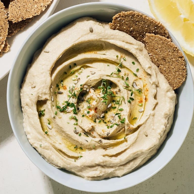 Evoking a desert landscape, the Sandstone Canyon appetizer features crisp crackers and flavorful hummus presented beautifully.