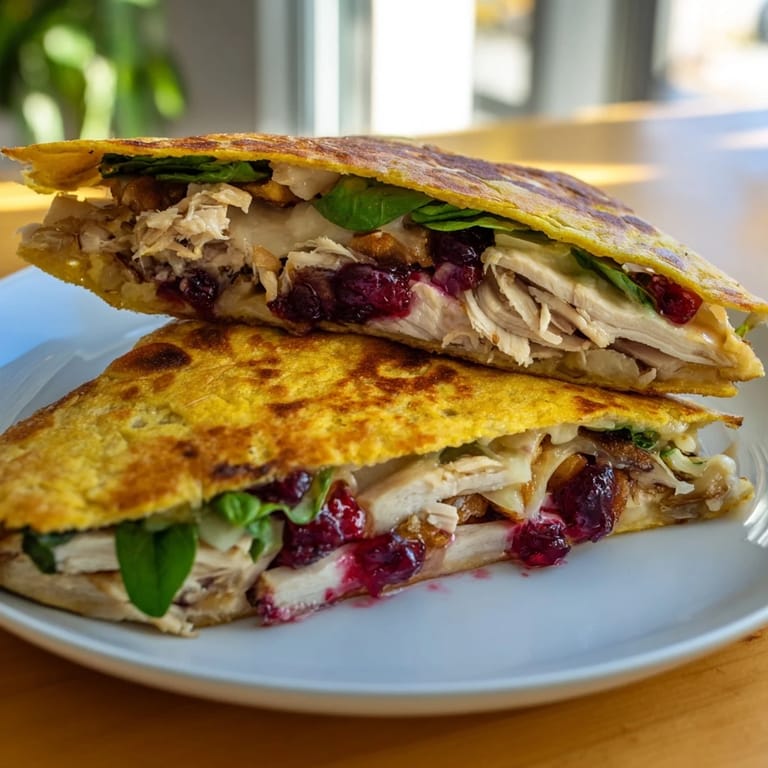 A close-up of a delicious Moist Maker Chicken Wrap, showcasing the savory chicken and stuffing filling.